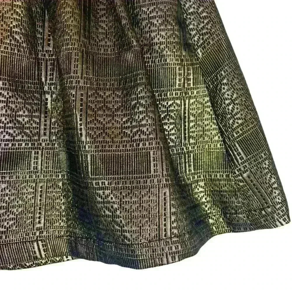 Topshop Womens Gold Black Mini Skirt Sz2 Metallic Bubble Club Night Out Y2K - Picture 11 of 16